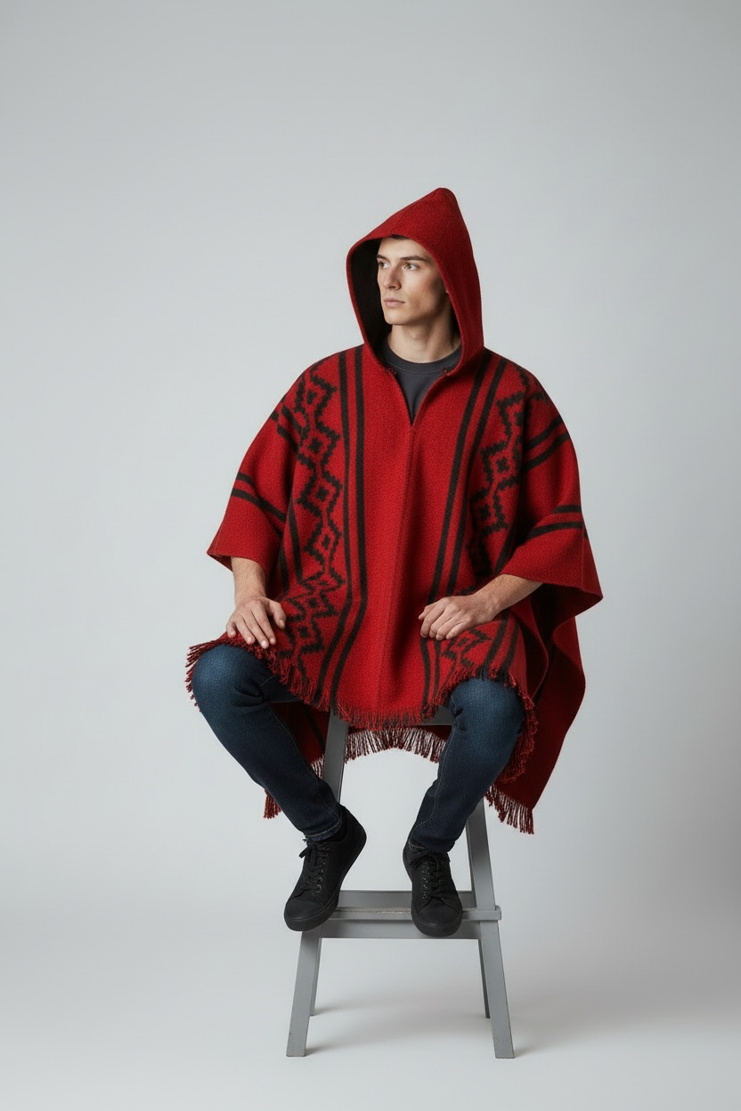 Poncho Andino Geométrico Tipo Cruz RN