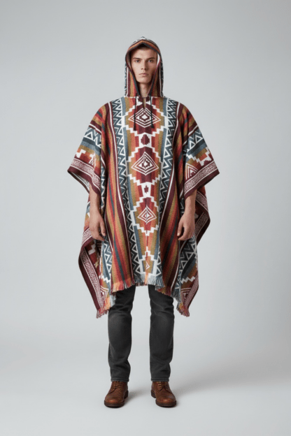 Poncho Andino Geométrico roj