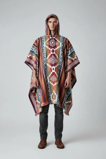 Poncho Andino Geométrico roj