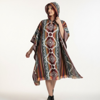 Copia de Poncho Andino Geométrico roj