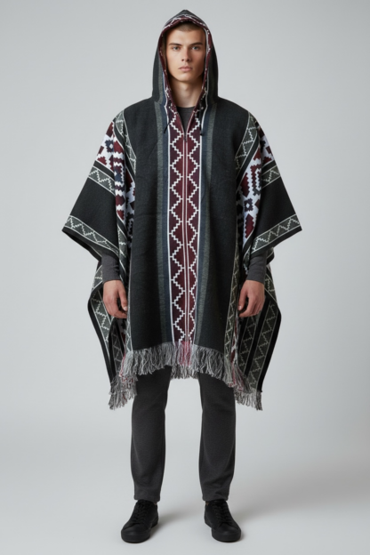 Poncho Andino Geométrico neg