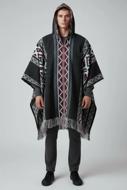 Poncho Andino Geométrico neg