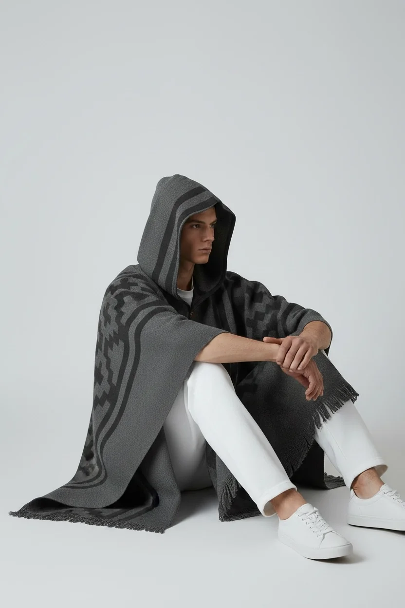 Poncho Andino Cruz Gris - Imagen 3