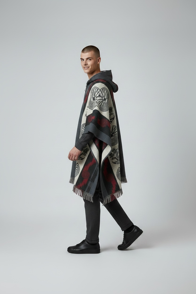 Poncho Andino Rev Gris - Imagen 2