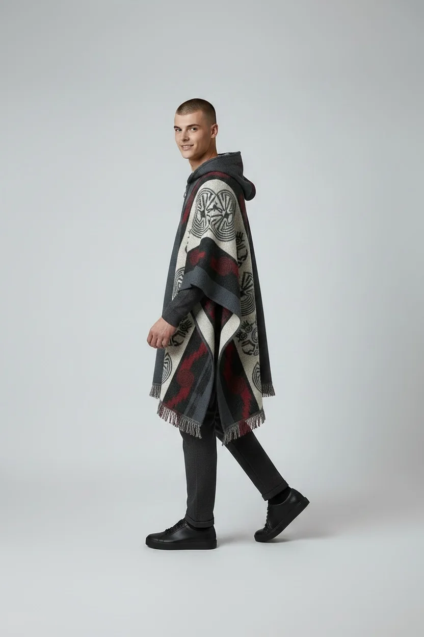 Poncho Andino Rev Gris - Imagen 2