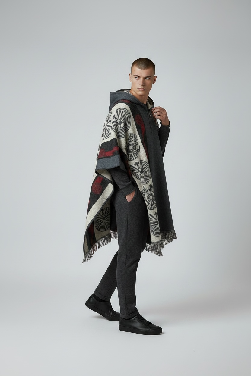 Poncho Andino Rev Gris - Imagen 6
