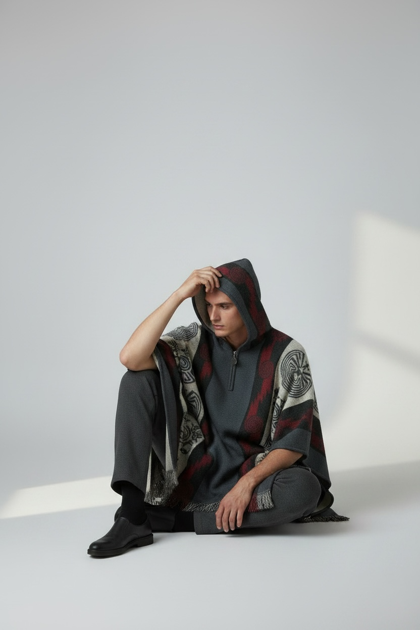 Poncho Andino Rev Gris - Imagen 5