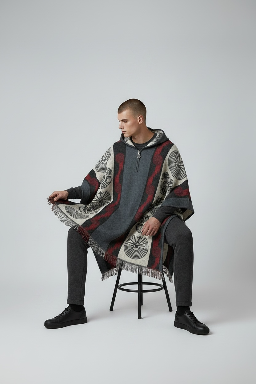 Poncho Andino Rev Gris - Imagen 3