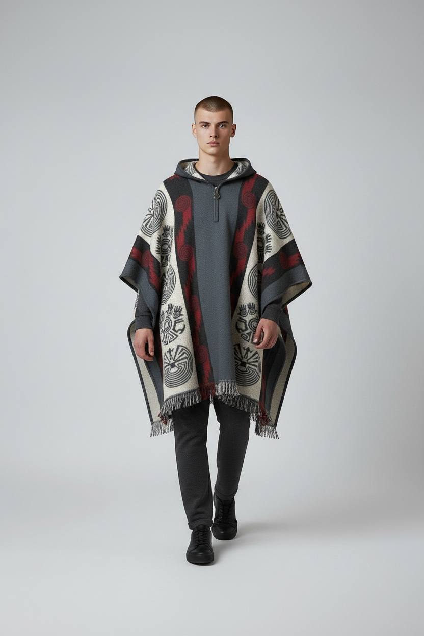 Poncho Andino Rev Gris