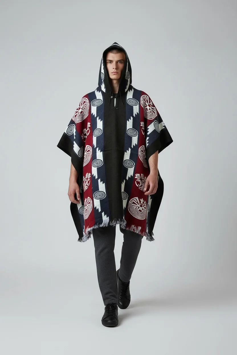 Poncho Andino Rev Azul