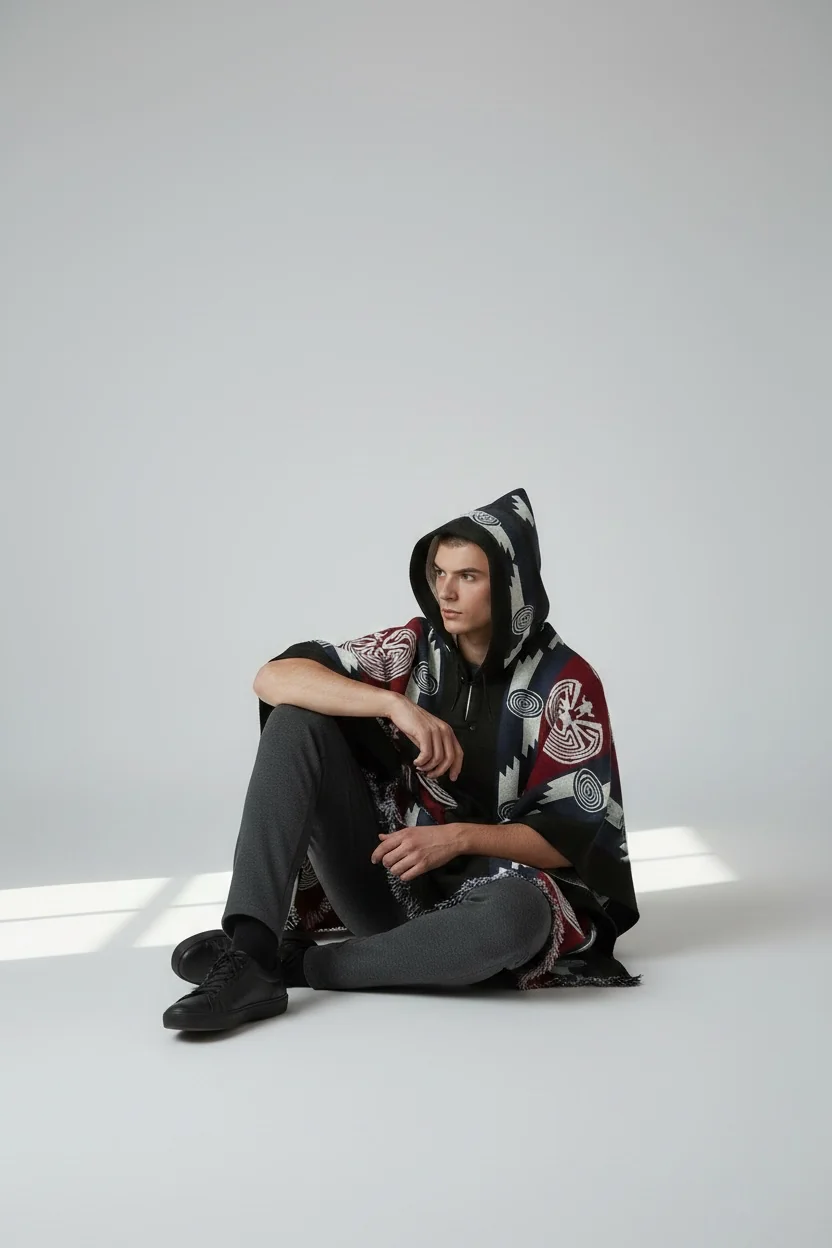 Poncho Andino Rev Azul - Imagen 3