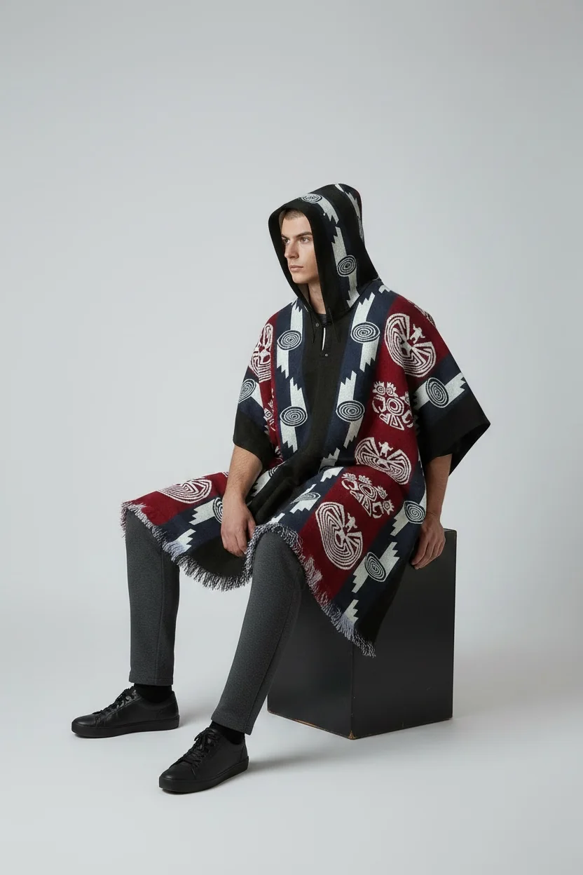 Poncho Andino Rev Azul - Imagen 2