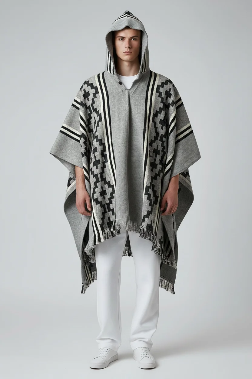 Poncho Andino Cruz Negro Gc - Imagen 2