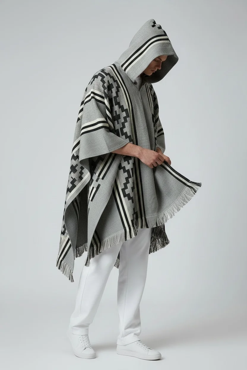 Poncho Andino Cruz Negro Gc - Imagen 3