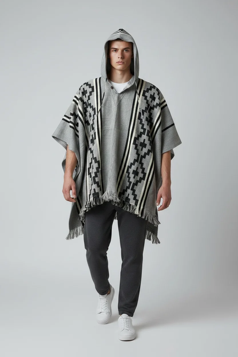 Poncho Andino Cruz Negro Gc - Imagen 6