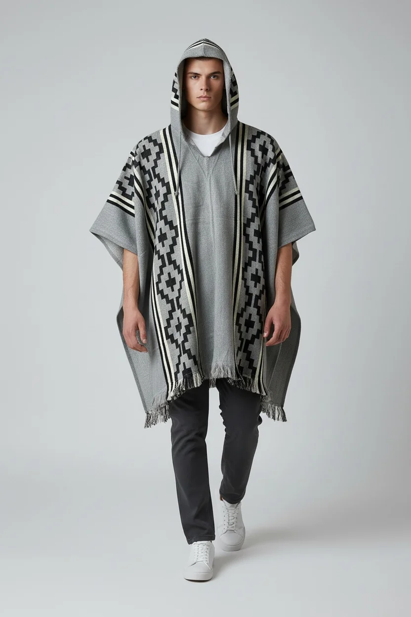 Poncho Andino Cruz Negro Gc - Imagen 4