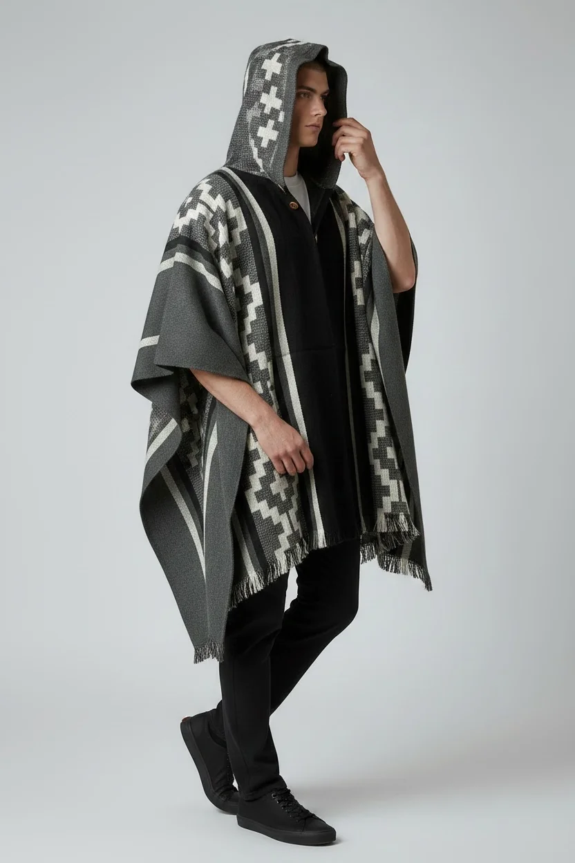 Poncho Andino Cruz Negro Go - Imagen 2