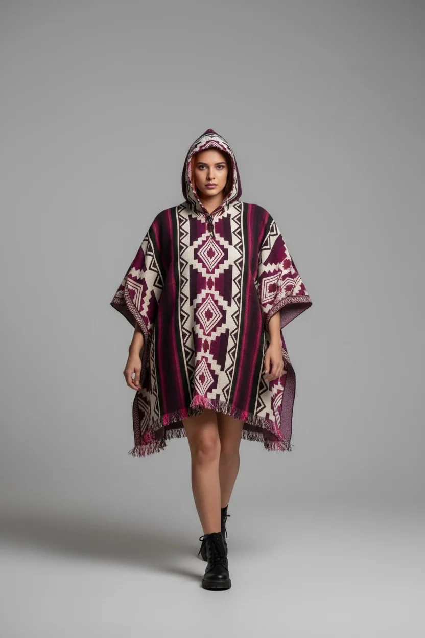Poncho Andino Geométrico ROSN - Imagen 3
