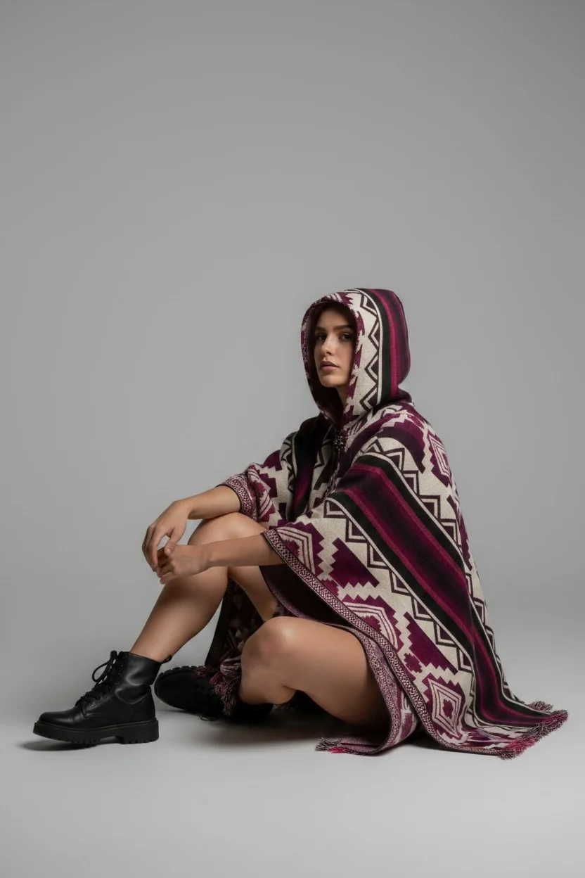 Poncho Andino Geométrico ROSN - Imagen 2