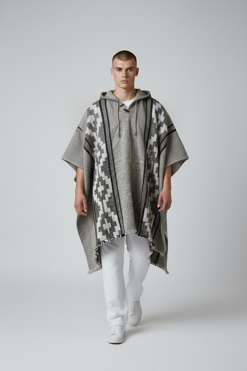 Poncho Andino Lana Oveja tipo cruz - PREMIUM - Imagen 3