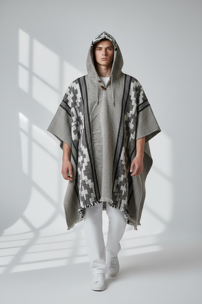 Poncho Andino Lana Oveja tipo cruz - PREMIUM