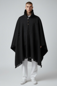 Poncho Andino Negro Lana Oveja VA - PREMIUM