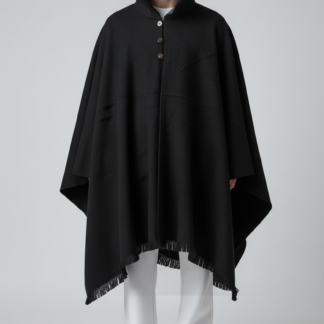 Poncho Andino Negro Lana Oveja VA - PREMIUM