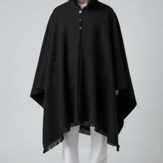 Poncho Andino Negro Lana Oveja VA - PREMIUM
