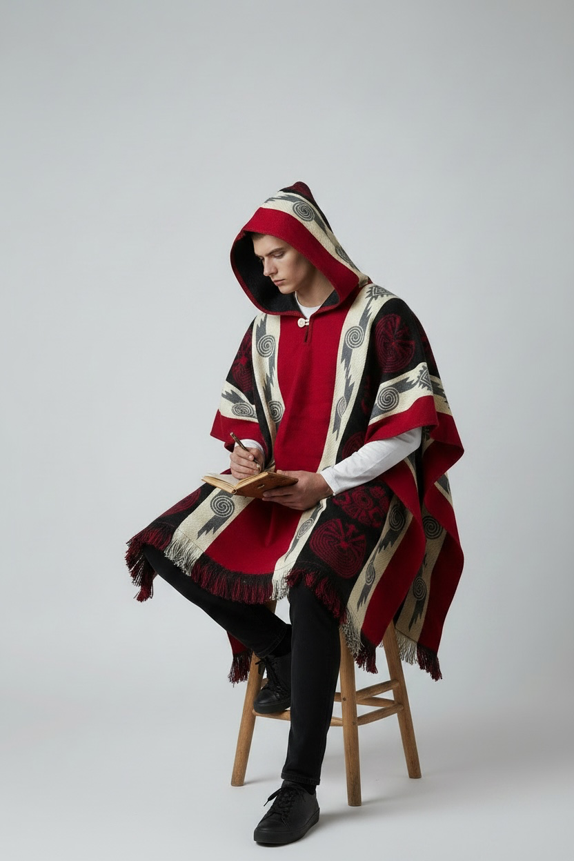 Poncho Andino Rev Rojo B - Imagen 2