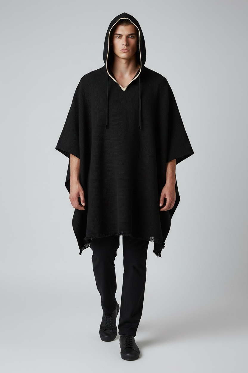Poncho Andino Coqueado Negro C - Imagen 5