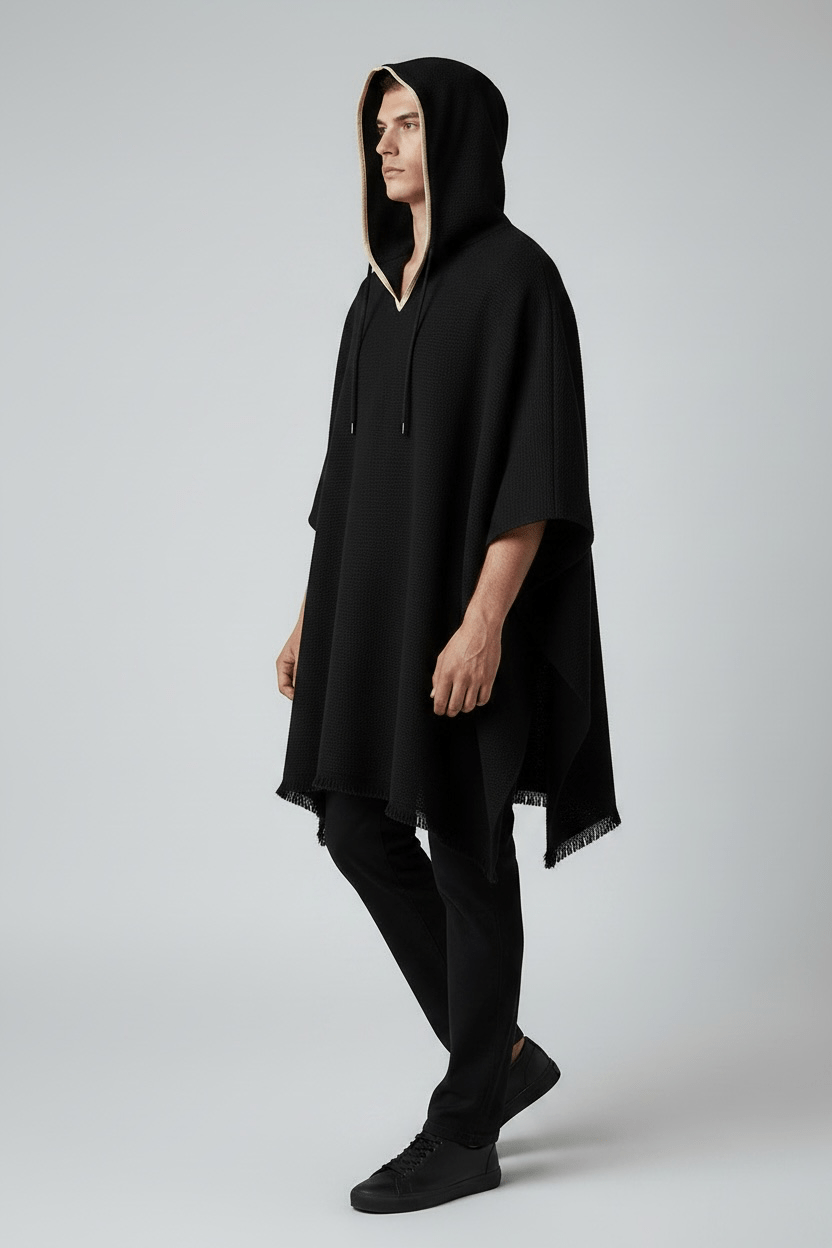 Poncho Andino Coqueado Negro C - Imagen 3