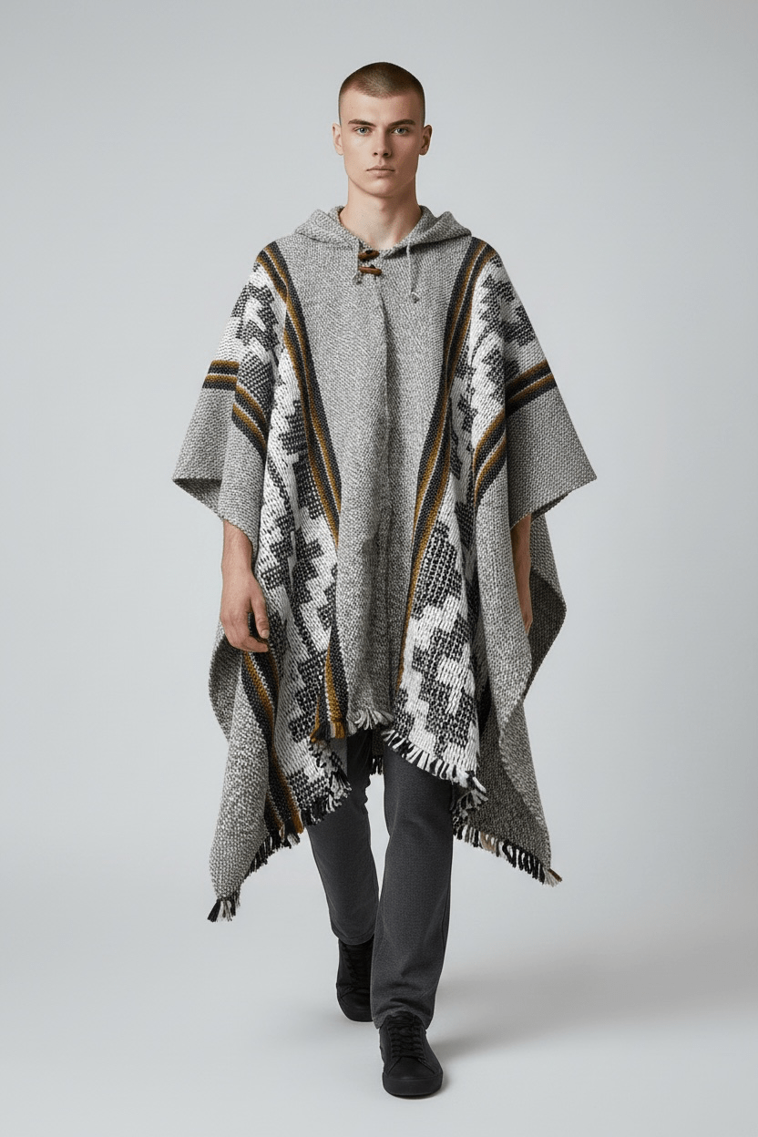 Poncho Andino Lana Oveja tipo cruz - PREMIUM c - Imagen 3