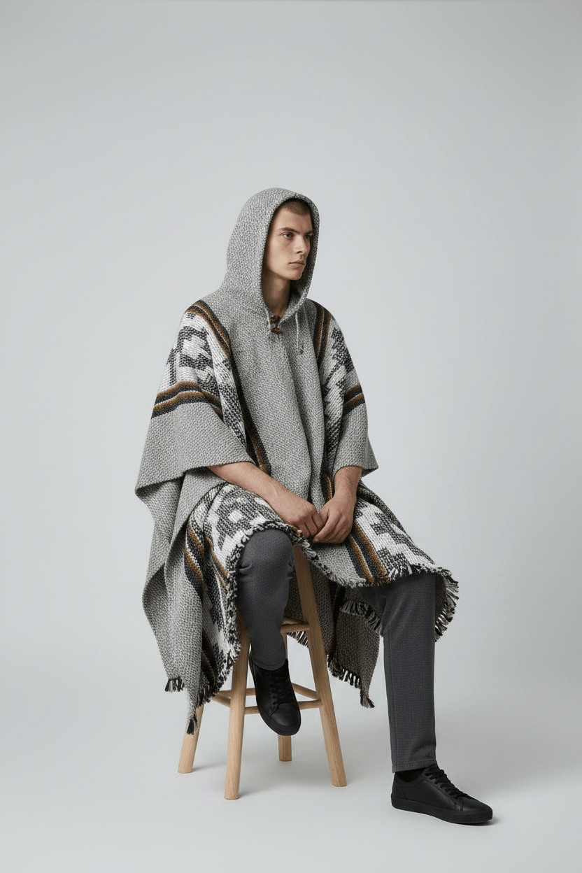 Poncho Andino Lana Oveja tipo cruz - PREMIUM c - Imagen 2
