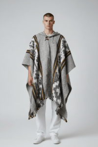 Poncho Andino Lana Oveja tipo cruz - PREMIUM c